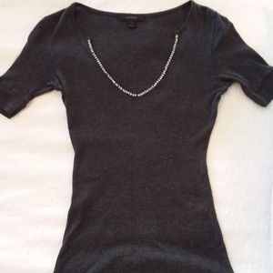 Dark grey v neck top